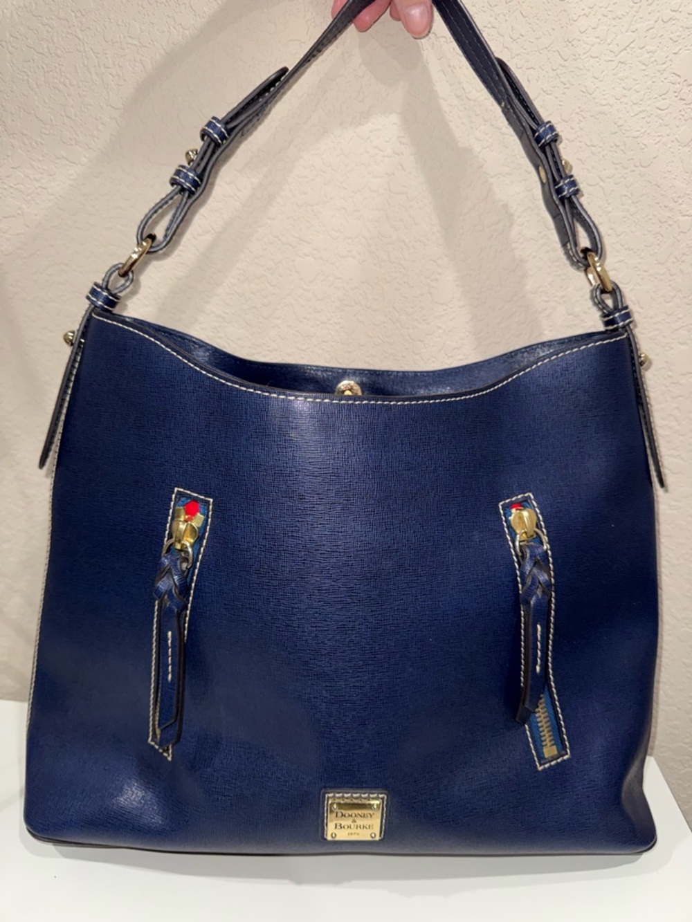 Dooney & Bourke Navy Blue Leather Shoulder Bag